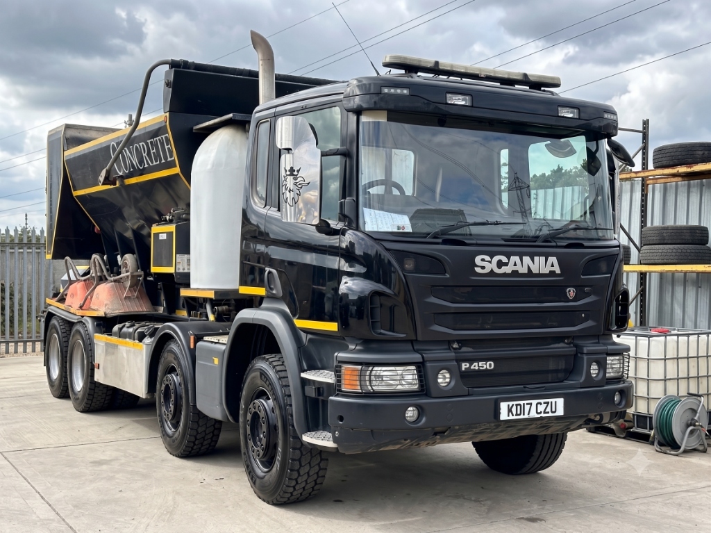 Black Scania Volumetric Readymix Concrete Mixer Truck Bletchley (KD17 CZU)